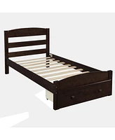 Slickblue Platform Twin Bed Frame with Under-Bed Storage Drawer for Compact Spaces