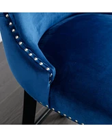 Slickblue Contemporary Velvet Wing-Back Barstools with Button Tufting and Wooden Legs