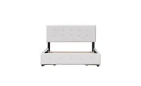 Slickblue Upholstered Platform Bed with Classic Headboard and 4 Storage Drawers