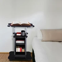 Yescom Mobile Podium Stand Laptop Cart Height Adjustable & 360° Wheels Storage