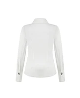 Nocturne Women's Shirt with Stone Button Design