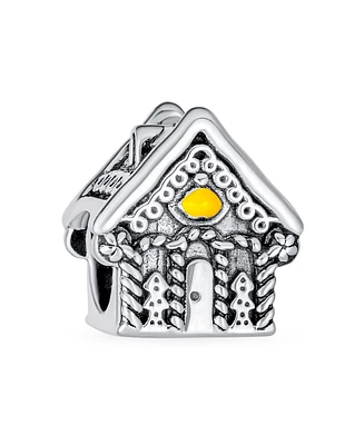 Bling Jewelry Christmas Candy Cane Gingerbread House Charm Bead .925 Silver