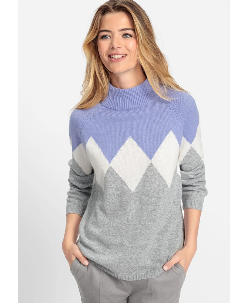 Olsen Women's Argyle Mockneck Sweater