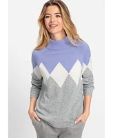 Olsen Women's Argyle Mockneck Sweater