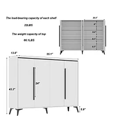 Homsee White Wood Sideboard, Storage Cabinet with 4 Doors and 8 Shelves