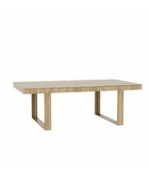 Homsee Retangular Wood Grain Wooden Dining Table with Wooden Frame