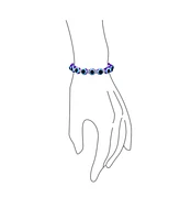 Bling Jewelry Turkish Translucent Dark Blue Evil Eye Glass Bead Stretch Bracelet For Women Rondelle Crystal Spacers For Protection And Good Luck