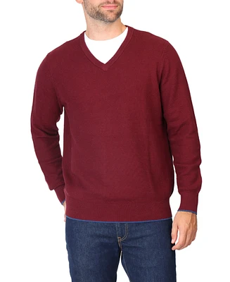 Tailorbyrd Men's Textured Waffle V-Neck Sweater