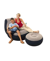 Intex Lounge Chair /w Cup Holder & Ottoman Set (2 Pack) 120V Air Pump