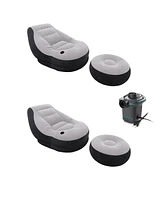 Intex Lounge Chair /w Cup Holder & Ottoman Set (2 Pack) 120V Air Pump