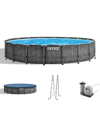 Intex Greywood Prism Frame 18'x48" Round Above Ground Outdoor Swimming Pool Set