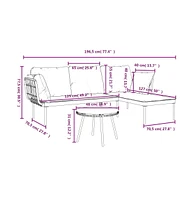 vidaXL 3 Piece Patio Lounge Set with Beige Cushions Poly Rattan