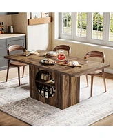 Tribesigns 63" Dining Table for 4-6 People, Rectangular Dining Table with Storage, Farmhouse Kitchen Table Space Saving Dinner Table for Dining Room L
