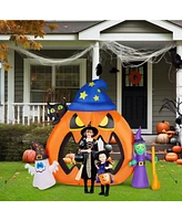 Yescom 6.9 Ft Halloween Inflatables Outdoor Yard Decoration,Blowup Pumpkin,Ghost,Witch,Cat Led Light 2024