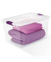 Sterilite ClearView 66 Quart Plastic Stacking Storage Tote w/ Latch Lid, 24 Pack