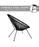 Best Choice Products 3-Piece All-Weather Patio Acapulco Bistro Furniture Set w/ Rope, Glass Top Table