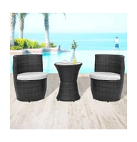 vidaXL 3 Piece Bistro Set with Cushions Poly Rattan