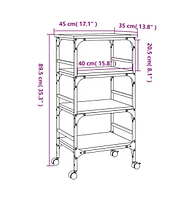 vidaXL Kitchen Trolley Black 17.7"x13.8"x35.2" Engineered Wood