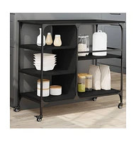 vidaXL Kitchen Trolley Black 39.4"x17.7"x35.2" Engineered Wood