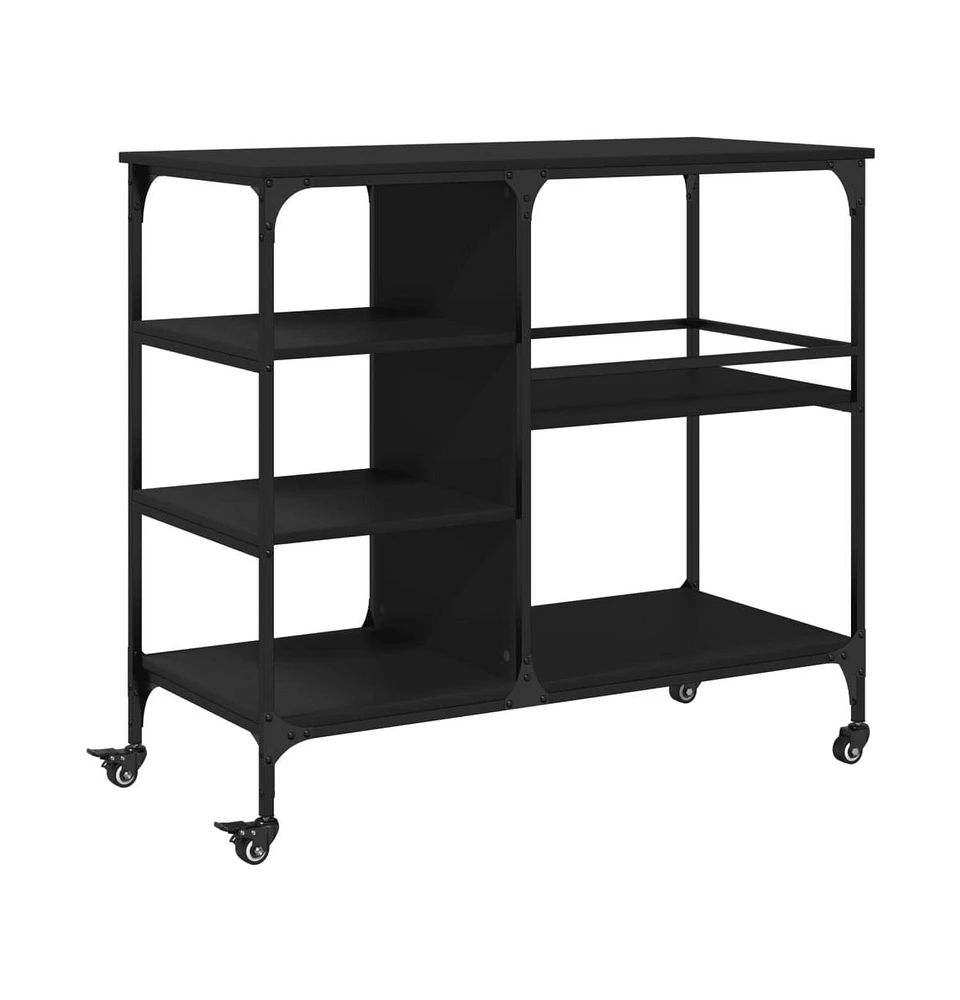 vidaXL Kitchen Trolley Black 39.4"x17.7"x35.2" Engineered Wood