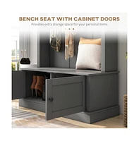 Slickblue Gray Storage Cabinet Hall Tree: Entryway Bench with Coat Rack - Stylish and Functional