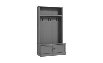 Slickblue Gray Storage Cabinet Hall Tree: Entryway Bench with Coat Rack - Stylish and Functional