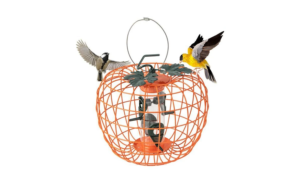 Slickblue Squirrel-Proof Bird Feeder with Cage and 4 Metal Ports: Durable Design to Keep Squirrels Out