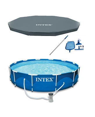 Intex 9.8' x 29.5" Rectangular Frame Above Ground Outdoor Backyard Swimming Pool