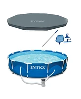 Intex 9.8' x 29.5" Rectangular Frame Above Ground Outdoor Backyard Swimming Pool