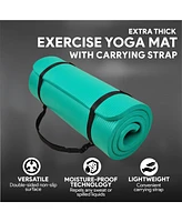 BalanceFrom Fitness GoCloud 1" Extra Thick Exercise Mat w/Carrying Strap, Green