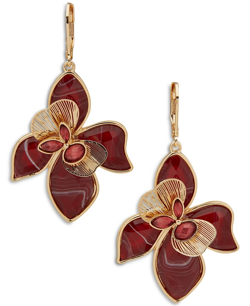 lonna & lilly Gold-Tone Color Crystal & Stone Flower Drop Earrings