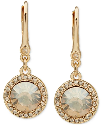 Dkny Gold-Tone Pave & Color Stone Halo Drop Earrings