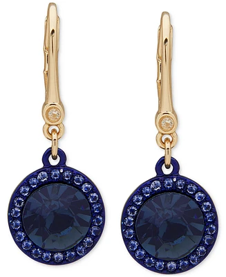 Dkny Gold-Tone Pave & Color Stone Halo Drop Earrings