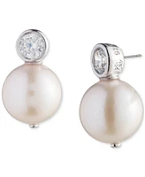 Lauren Ralph Lauren Sterling Silver Cubic Zirconia & Freshwater Pearl Stud Earrings