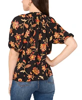 Sam & Jess Petite Puff-Sleeve V-Neck Blouse
