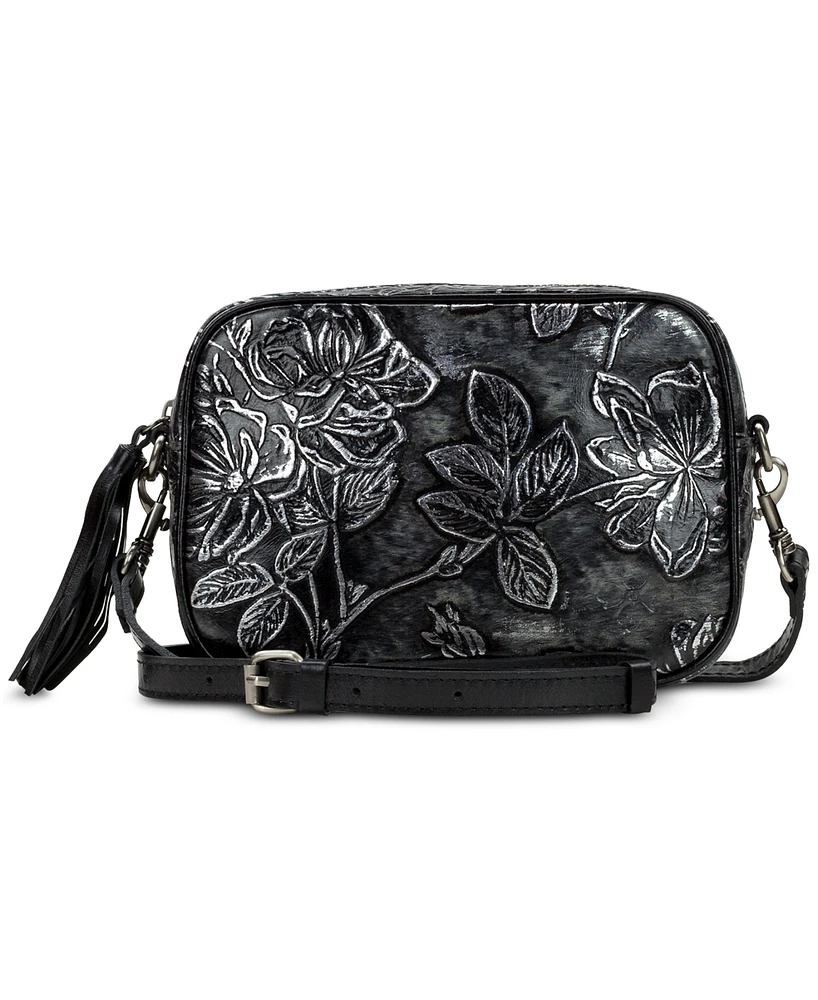 Patricia Nash Josie Small Rectangle Bark Leaves Leather Crossbody, Created for Macy's