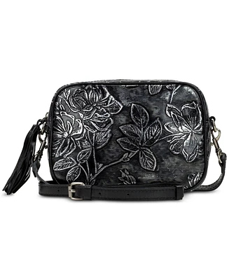 Patricia Nash Josie Small Rectangle Bark Leaves Leather Crossbody, Created for Macy's