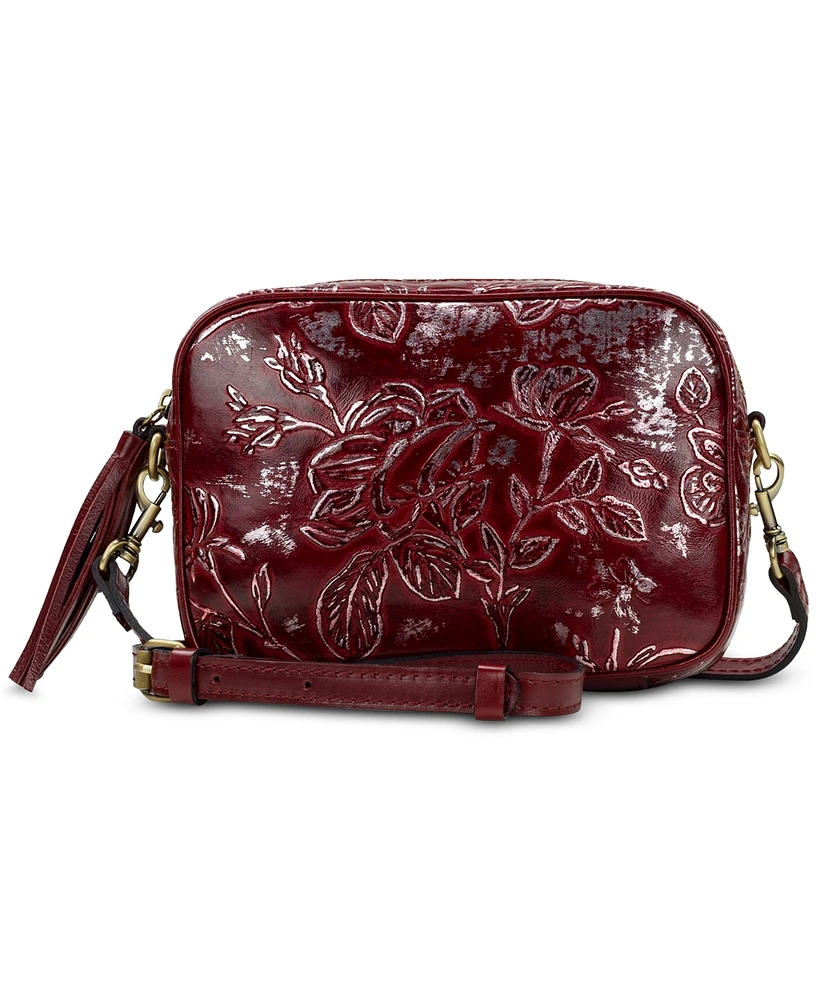 Patricia Nash Josie Small Rectangle Bark Leaves Leather Crossbody, Created for Macy's