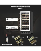 Jinjunye 15Inch Wine Cooler Refrigerator,33 Bottle Wine Fridge Temperature Control, Built