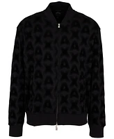 A|X Armani Exchange Men's Flocking Zip-Up Logo Sweatshirt