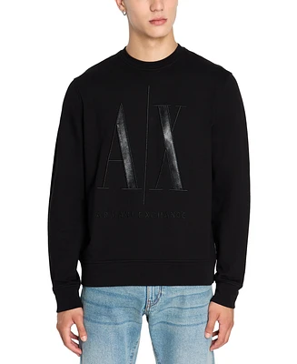 A|X Armani Exchange Men's Long Sleeve Metallic-Logo Crewneck Sweatshirt