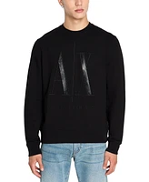 A|X Armani Exchange Men's Long Sleeve Metallic-Logo Crewneck Sweatshirt