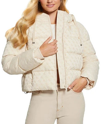 Guess Women's Daisy Hooded Logo Puffer Jacket