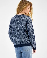 Style & Co Petite Dainty Flower Printed Crewneck Sweatshirt, Created for Macy's