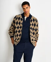 Scotch & Soda Men's Textured Jacquard Zip-Front Diamond Pattern Jacket