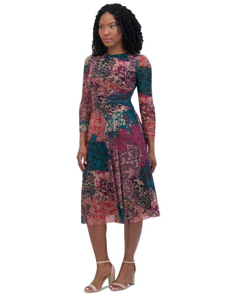 Jessica Howard Women's Paisley-Print Gathered-Waist Dress