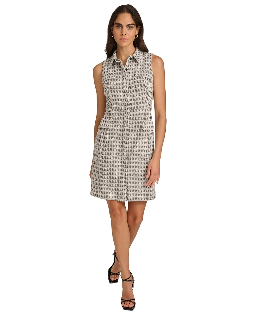 Calvin Klein Women's Tweed Button-Front Jacket Dress