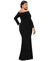 Xscape Plus Off-The-Shoulder Ruched Evening Gown