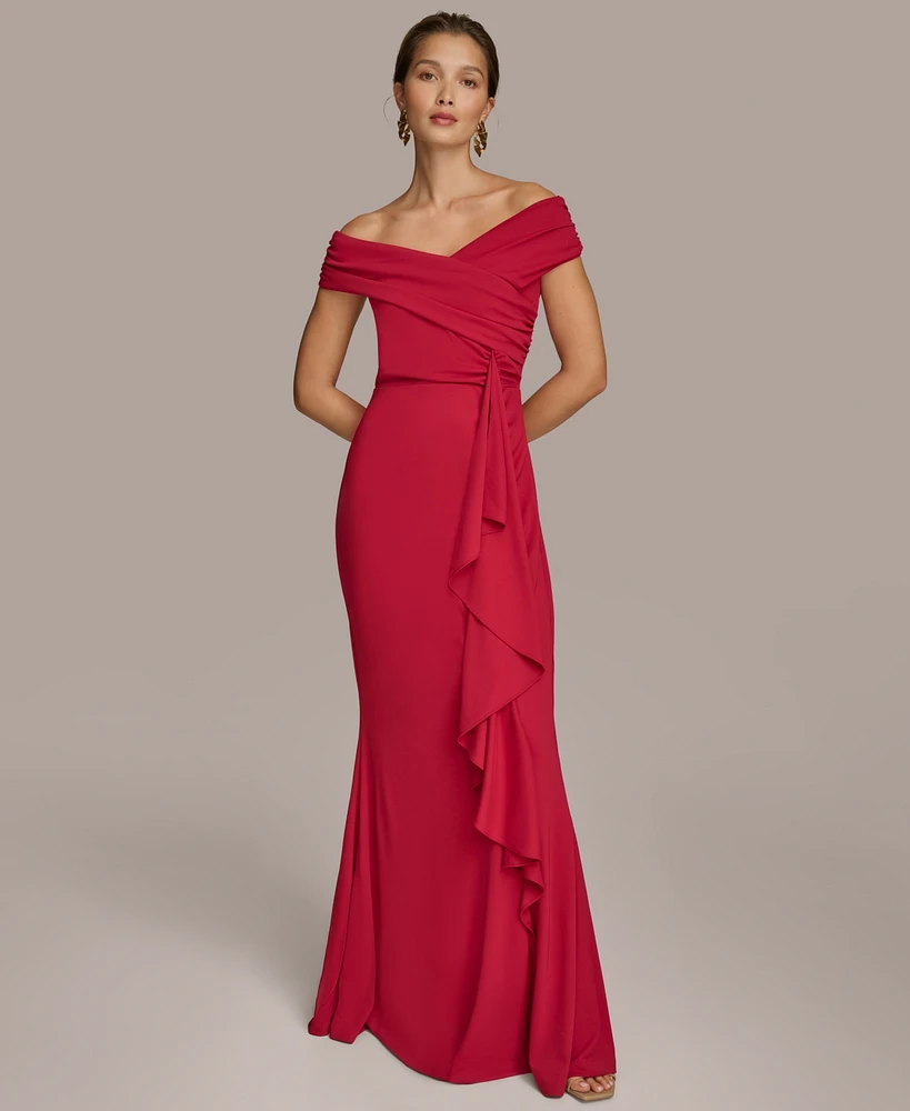 Donna Karan New York Women's Asymmetric Draped Gown