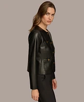 Donna Karan New York Women's Collarless Faux-Leather Jacket